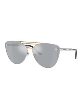 New Authentic Versace Womens Silver and Gold Cat Eye Metal Sunglasses